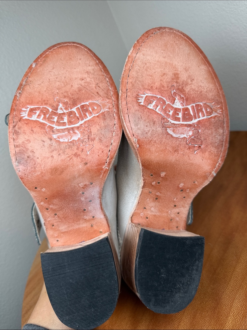 Freebird by Steven Caprice Leather Double Buckle Mule Sandals Block Heel Size 8 - Picture 14 of 16